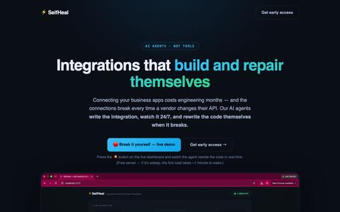 SelfHeal — integrations that build & repair themselves — screenshot