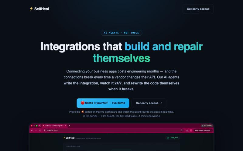 SelfHeal — integrations that build & repair themselves — screenshot