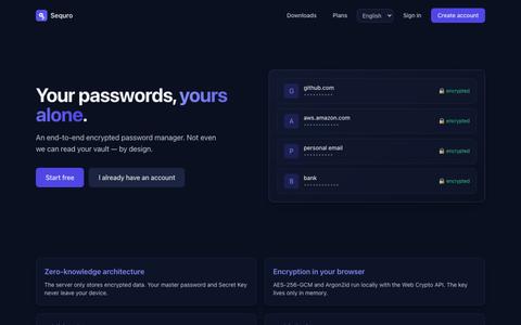 Sequro — Gestor de contraseñas zero-knowledge — screenshot