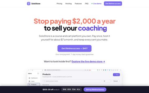 SoloStore — The Course Platform You Own. Pay Once, Self-Hosted. — screenshot