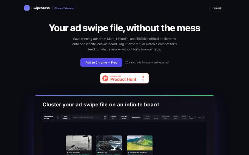 SwipeStash — the ad swipe file that stays organized — screenshot