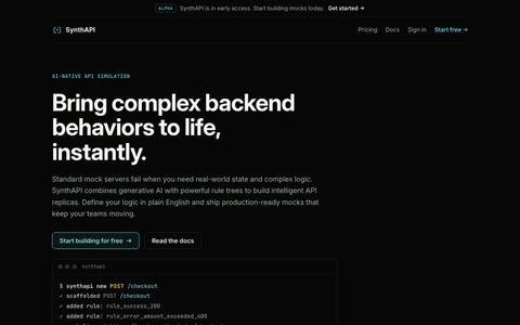 SynthAPI | Realistic mock APIs for builders — screenshot