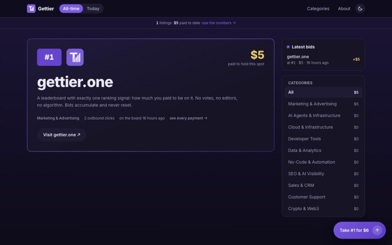 Gettier — pay your way to the top — screenshot