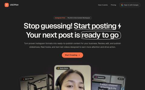 UGCPilot — Instagram Marketing Workspace — screenshot