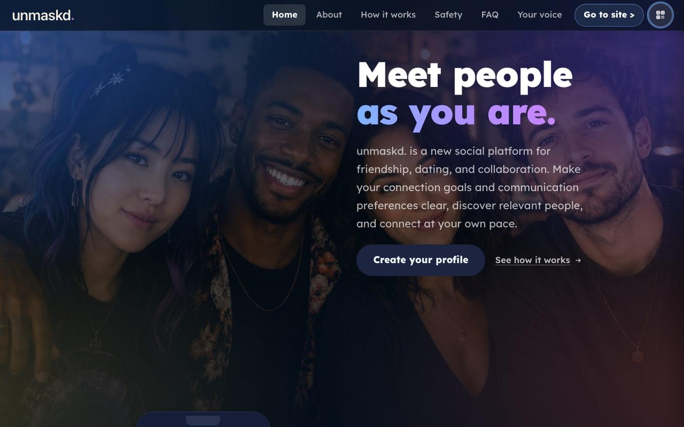 Be yourself | unmaskd. — screenshot