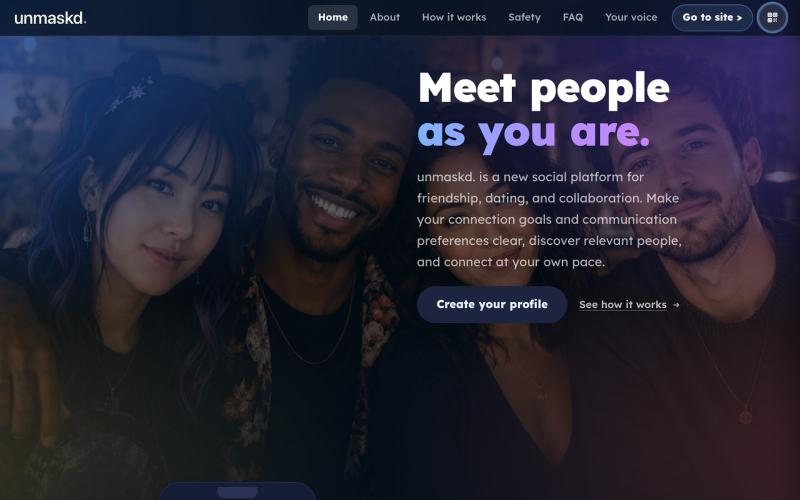 Be yourself | unmaskd. — screenshot