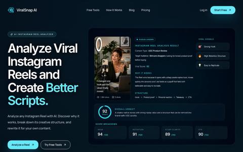 Instagram Reel Analyzer for Viral Video Scripts | ViralSnap — screenshot