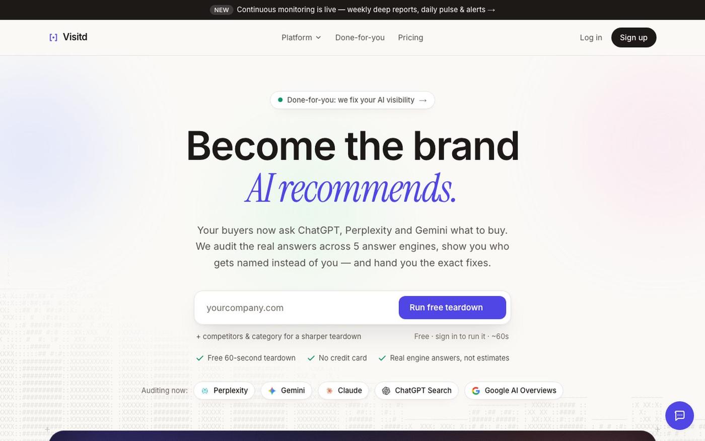Visitd — find out what AI says about your brand — screenshot