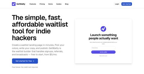 GetWaitly - The Waitlist Tool for Indie Hackers & Solo Founders — screenshot