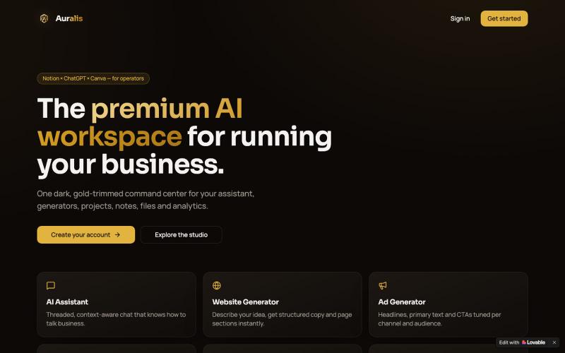 Auralis — Premium AI Business Dashboard — screenshot