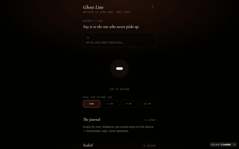Ghost Line — voicemail for things you'll never send — screenshot