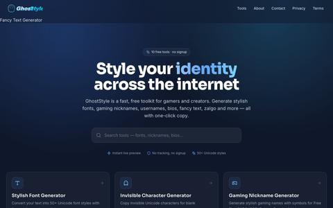 Fancy Text Generator - 100+ Cool Fonts for TikTok & Instagram | GhostStyle — screenshot