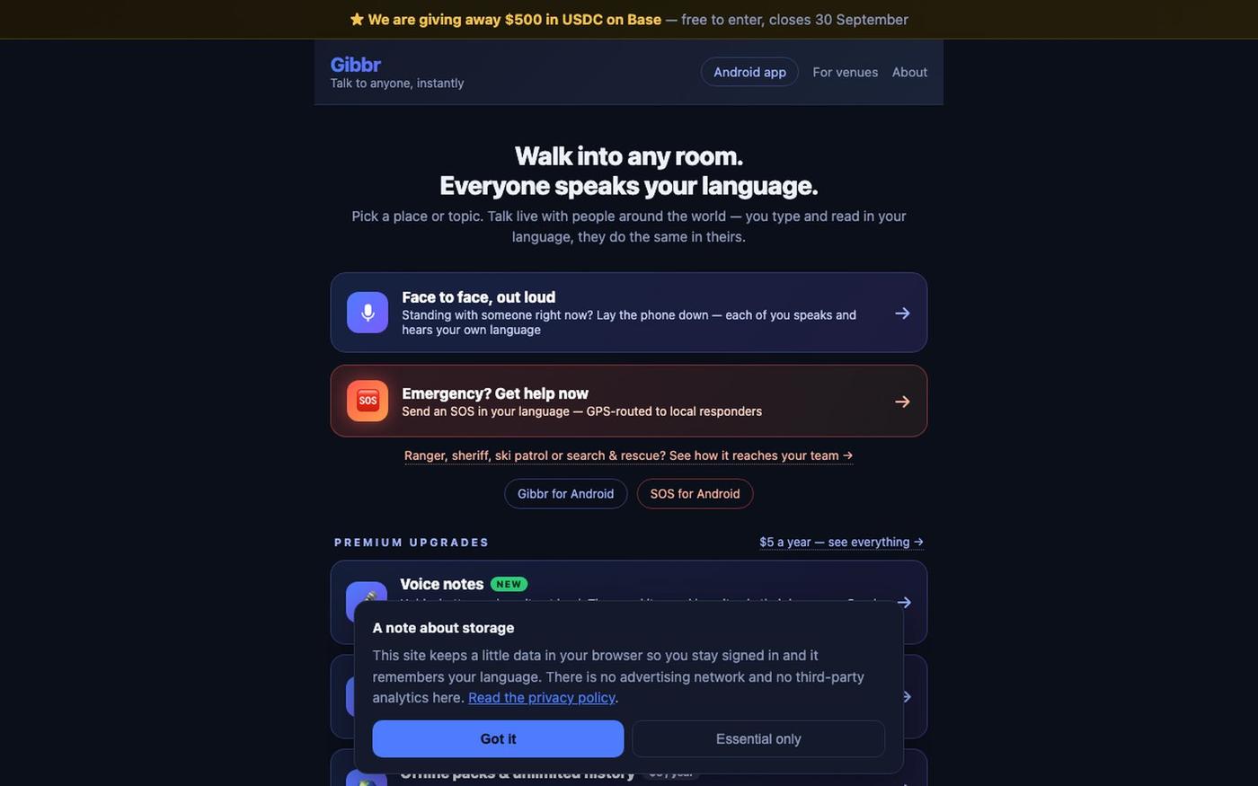Gibbr — Talk to Anyone Instantly — screenshot