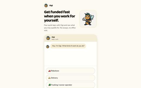 Gigi — Funding options when you work for yourself — screenshot