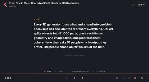 Discover AI research papers, one gist at a time — screenshot