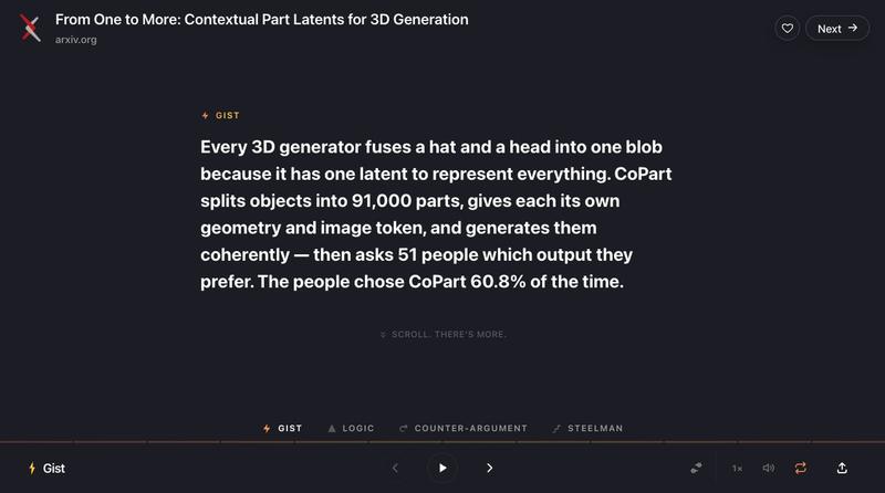 Discover AI research papers, one gist at a time — screenshot