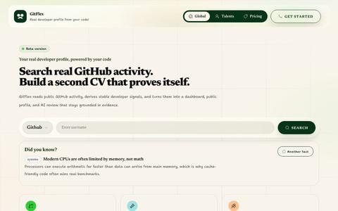 GitFlex — Real developer profile from your GitHub — screenshot