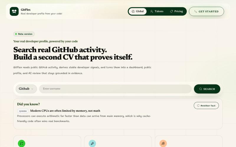 GitFlex — Real developer profile from your GitHub — screenshot