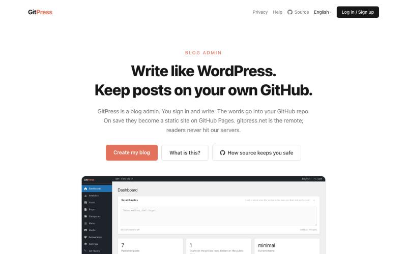 GitPress — 你的博客,你的仓库 — screenshot