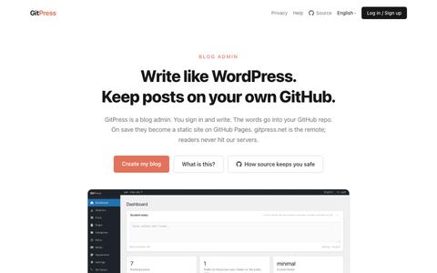 GitPress — 你的博客,你的仓库 — screenshot