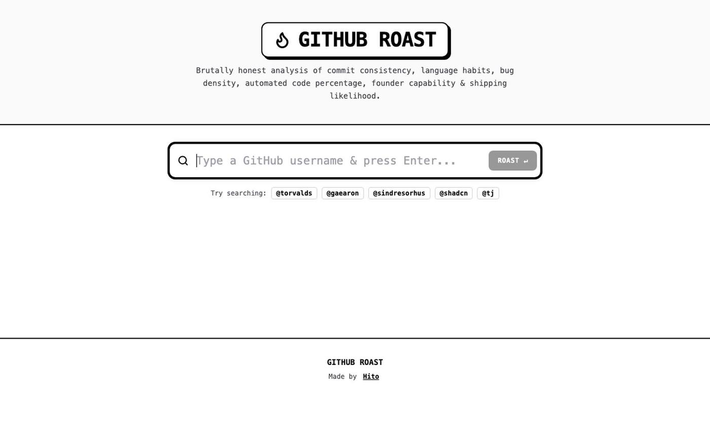 GitHub Roast π₯ | Brutal Developer Roasts β screenshot