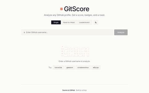 GitScore — GitHub Profile Analyzer — screenshot