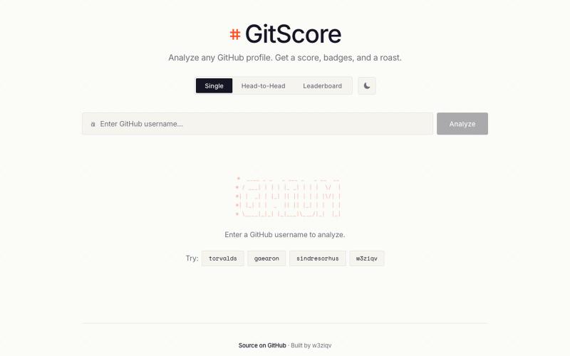 GitScore — GitHub Profile Analyzer — screenshot