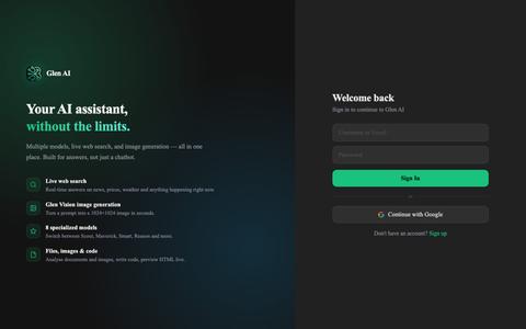 Glen AI | AI Assistant, AI Chatbot & Smart Automation Platform — screenshot