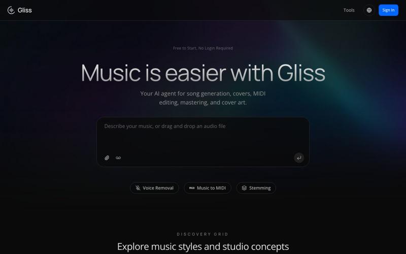 Gliss - Your AI Audio Agent — screenshot