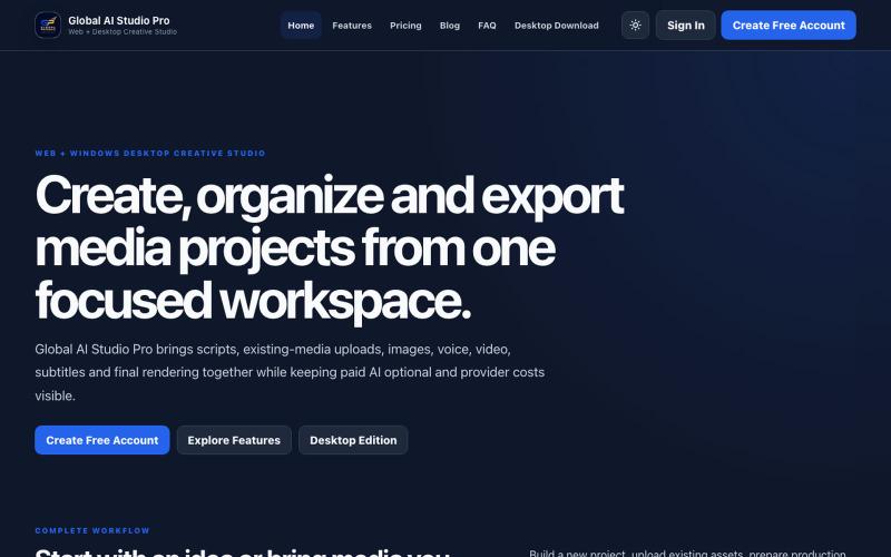 Global AI Studio Pro — screenshot
