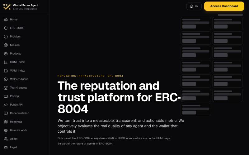 Global Score Agent — Reputation and trust for ERC-8004 agents — screenshot