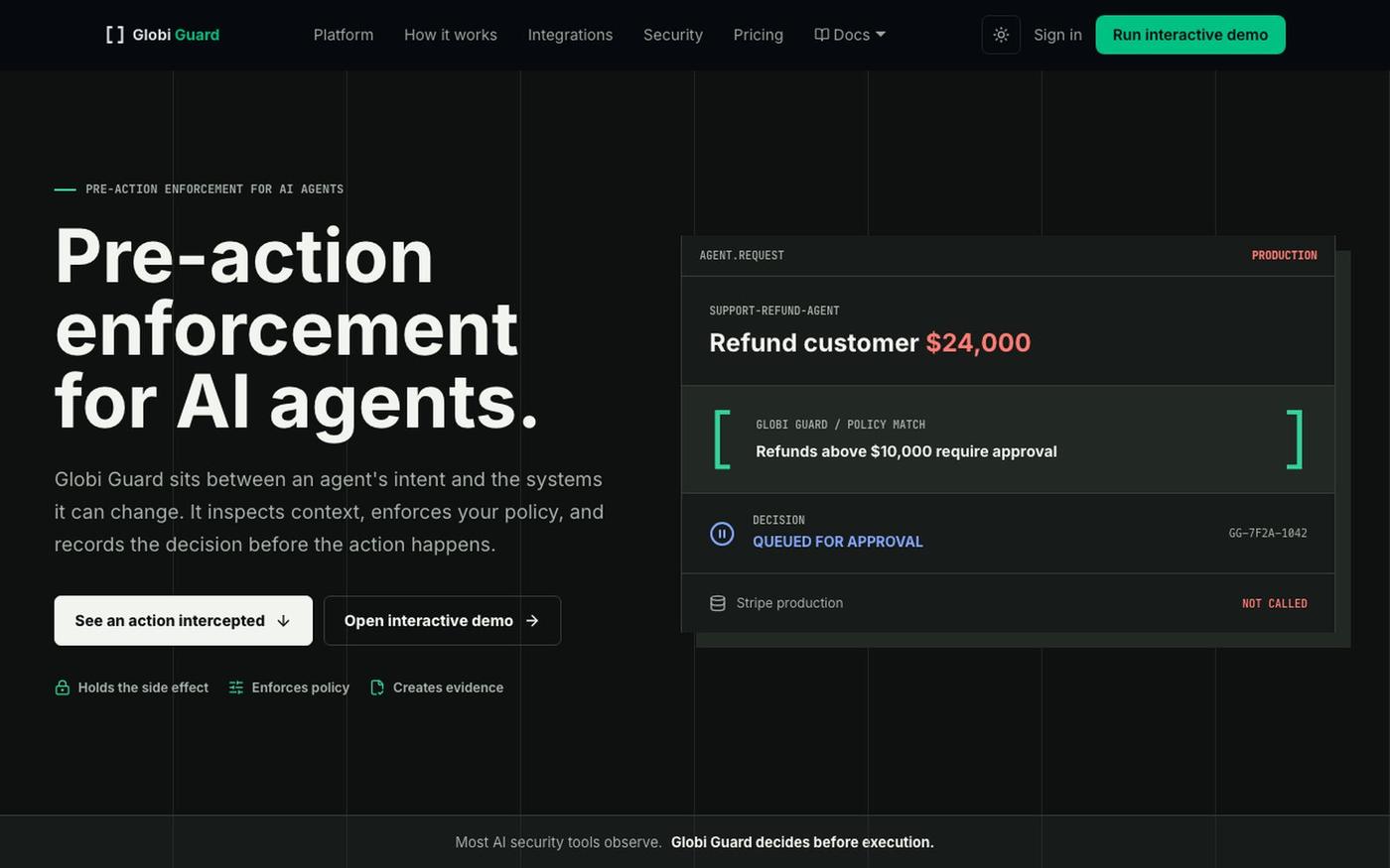 GlobiGuard — AI governance that acts before harm does — screenshot