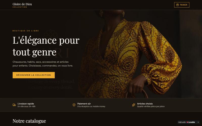 Gloire de Dieu Collection — Boutique chaussures, habits & sacs — screenshot