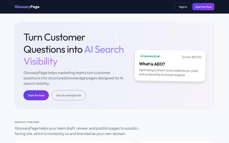 GlossaryPage | Improve Your AI Search Visibility — screenshot