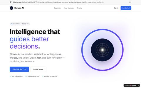 Glowen AI — Intelligence that guides better decisions — screenshot