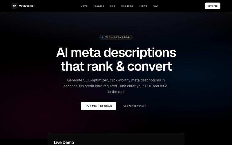 MetaDesc.io - Instant SEO Meta Descriptions — screenshot
