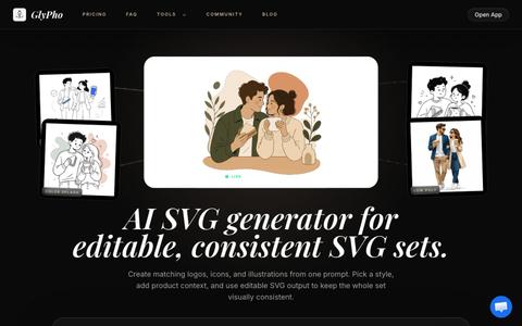 AI SVG Generator for Editable, Consistent SVG Sets | GlyPho — screenshot