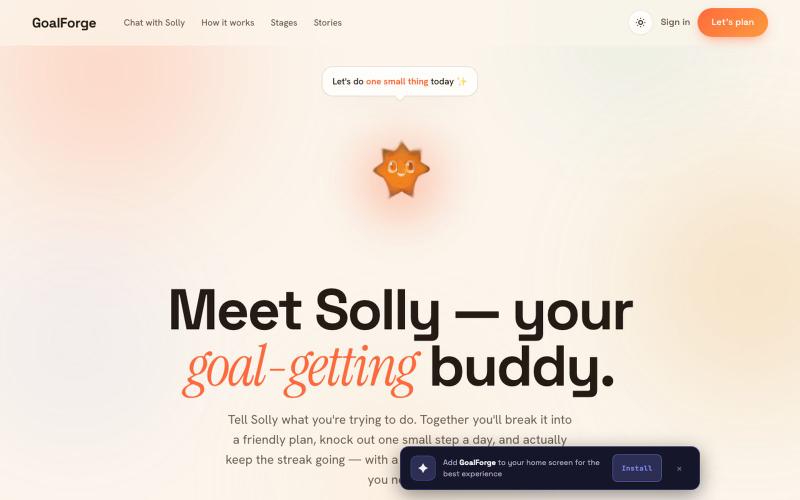 GoalForge · AI goal tracker — screenshot
