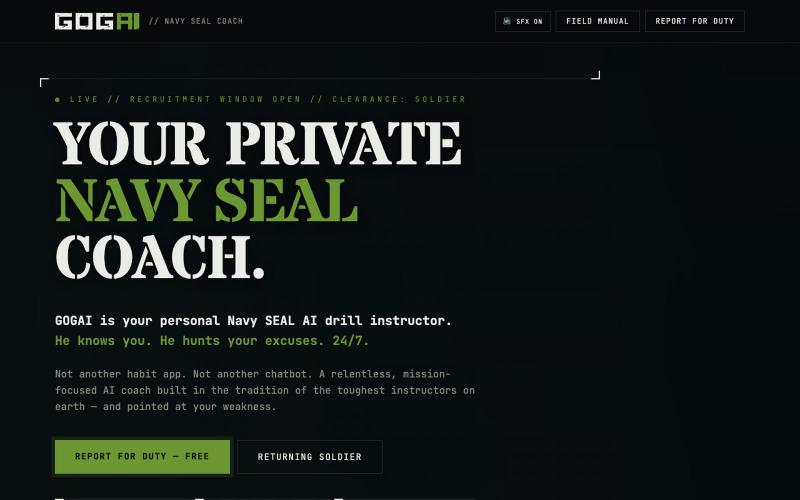 GOGAI — AI Navy SEAL Coach for Daily Discipline & Mental Toughness — screenshot