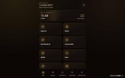 NASIHA BOT — Quran, Hadith & Islamic AI in Hausa — screenshot