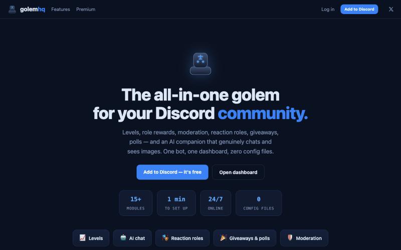 GolemHQ — level up your Discord — screenshot