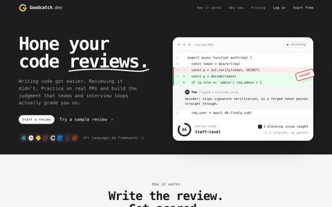 Goodcatch · Hone your code reviews — screenshot