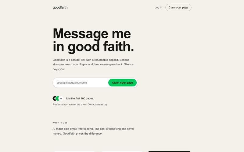Goodfaith — Message me in good faith. — screenshot