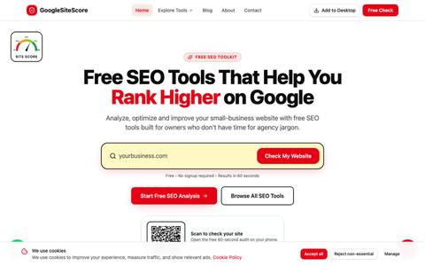 Free Website SEO Audit in 60 Seconds | GoogleSiteScore — screenshot