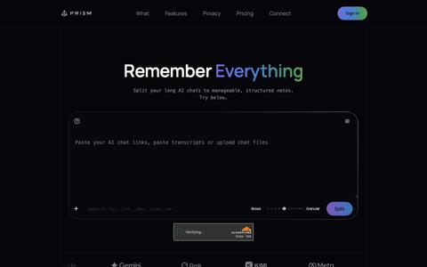 Prism | Remember everything — screenshot