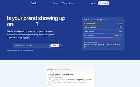 Peach — AI Visibility Checker for Your Brand — screenshot