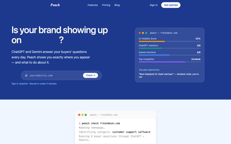 Peach — AI Visibility Checker for Your Brand — screenshot