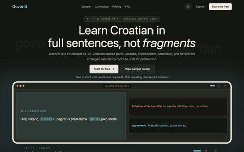 Govoriti | Structured Croatian from A1 to C1 — screenshot