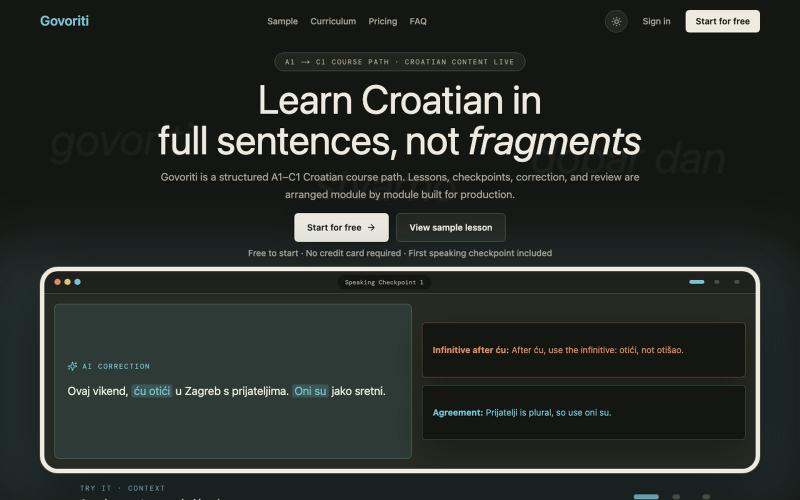 Govoriti | Structured Croatian from A1 to C1 — screenshot