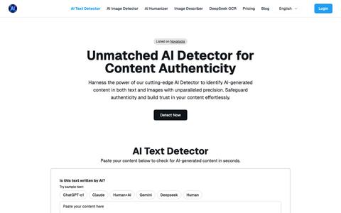 AI Detector - Reliable AI Checker for ChatGPT,Claude & DeepSeek | AI Detector — screenshot